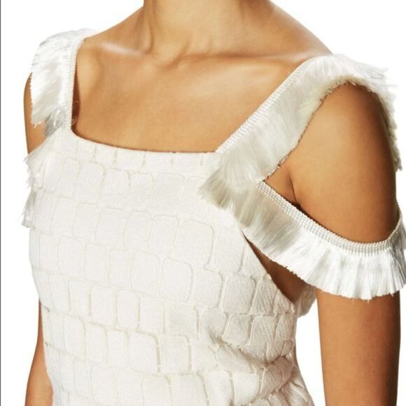 Alexis 'Jasmine Paneled Tas-sel Trim Shift Dress' Size XS Womens - White - Picture 2 of 10